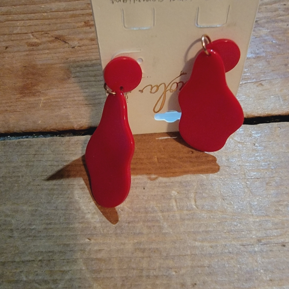 Trippie psychedelic multi color acetate Plastic surrealistic earrings - Picture 10 of 10
